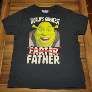 Shrek Black Tee "World's Greatest Father" - Size XL
